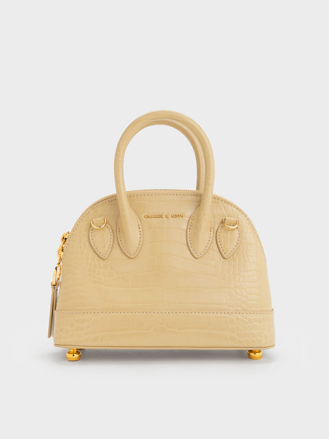Beige Harmonee Croc Embossed Bowling Bag CHARLES KEITH ID