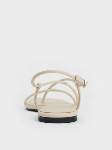 Sandal Slingback Crossover Strappy, Chalk, hi-res
