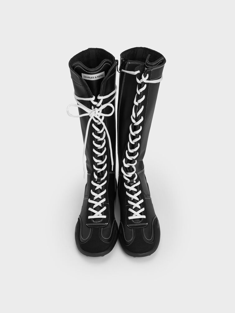Minette Knee-High Sneaker-Boots, Black, hi-res