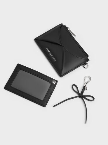 Card Holder Panelled Bow Hazel, Noir, hi-res