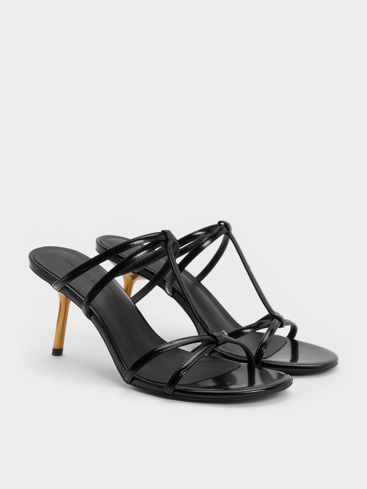 Sepatu Mules Strappy T-Bar Crossover, Black Box, hi-res