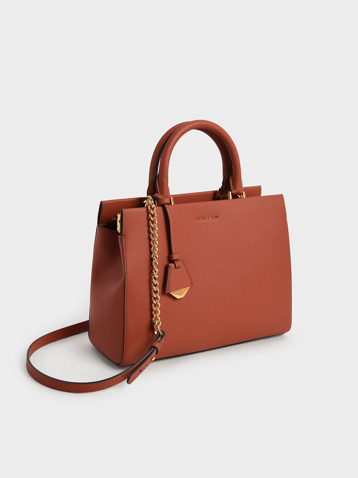 Mirabelle Structured Handbag, Brick, hi-res