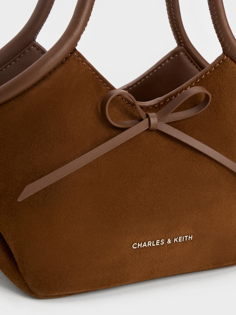 Hazel Bow Tubular Top Handle Bag, Pecan Brown, hi-res