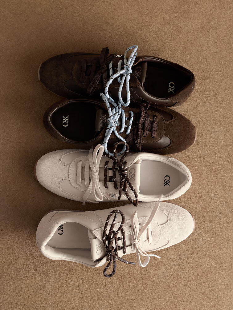 Sepatu Sneakers Jace Leather & Suede, Dark Brown, hi-res