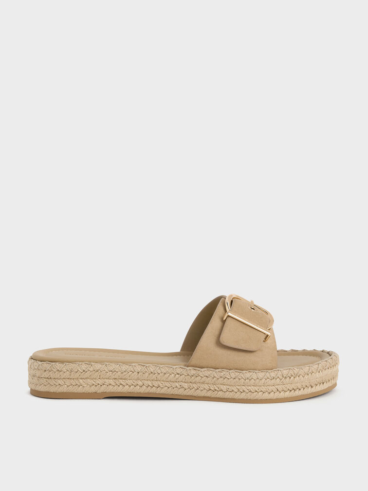 Sandal Espadrille Buckled Kaida Faux Suede, Sand2, hi-res