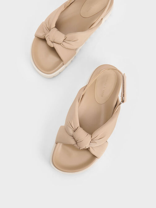 Sandal Flatform Nylon Knotted, Nude, hi-res