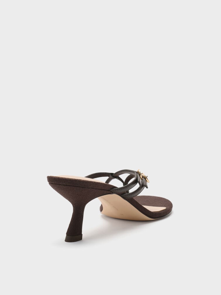Sandal Slingback Slant-Heel, Dark Brown, hi-res