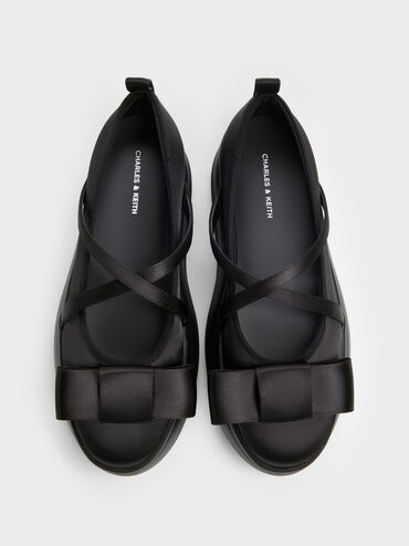 Sepatu Mary Janes Platform Bow Brantley, Black Textured, hi-res