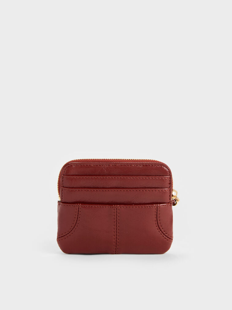 Dompet Kartu Top-Zip Ciara, Burgundy, hi-res