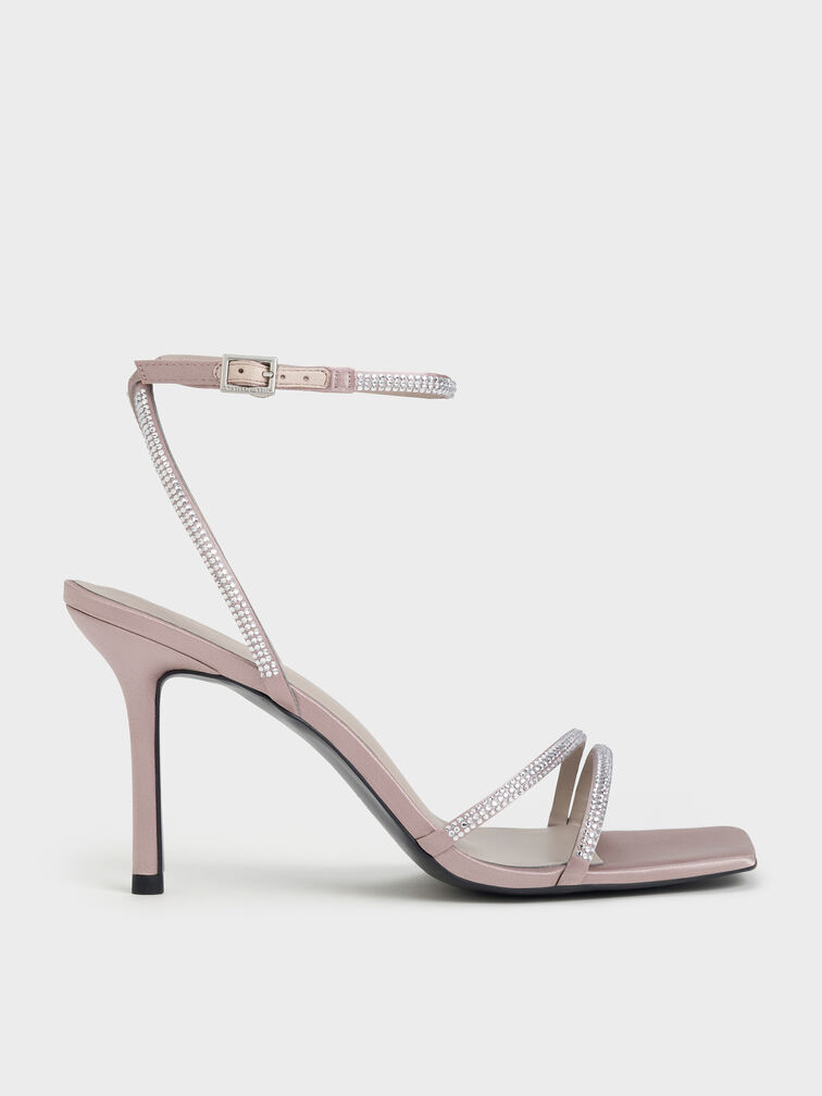 Sandal Stiletto Crystal Satin, Mauve, hi-res