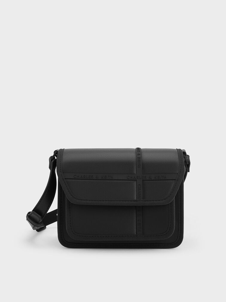 Avenue Contrast-Trim Crossbody Bag, Black, hi-res
