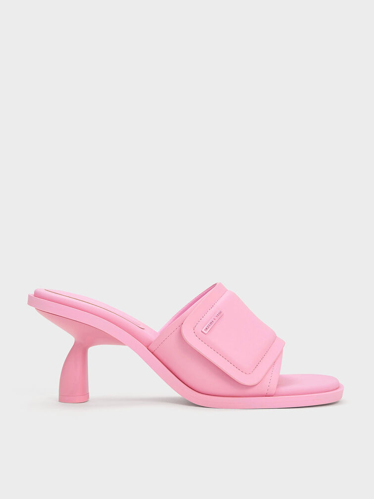 Sepatu Mules Puffy Sculptural Heel, Pink, hi-res