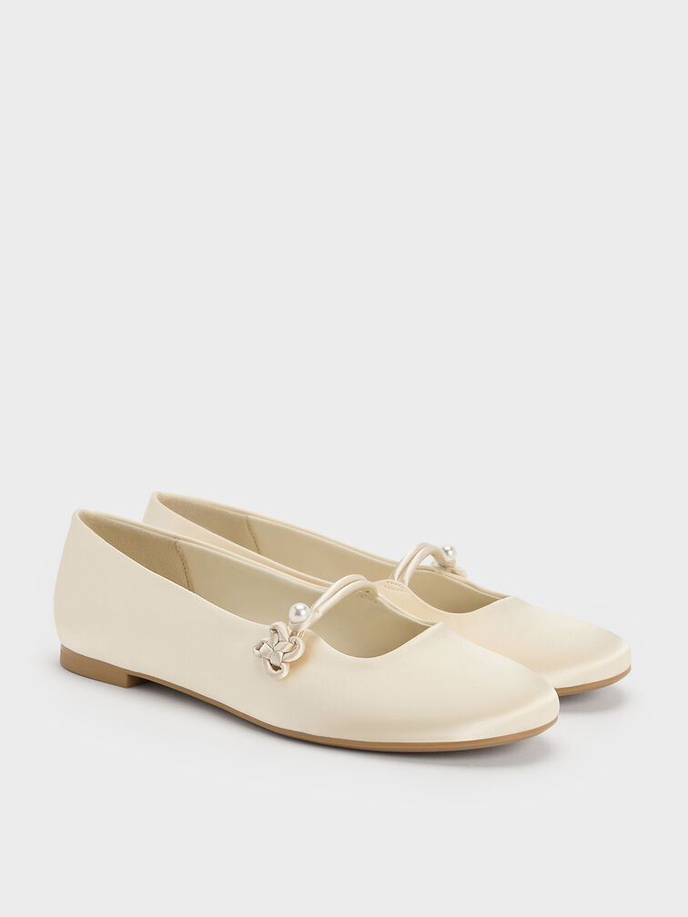 Sepatu Flats Mary Jane Knot-Pearl Orinda, Butter, hi-res