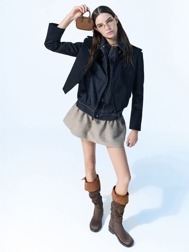 Sianna Corduroy Bag Charm, Mocha Brown, hi-res