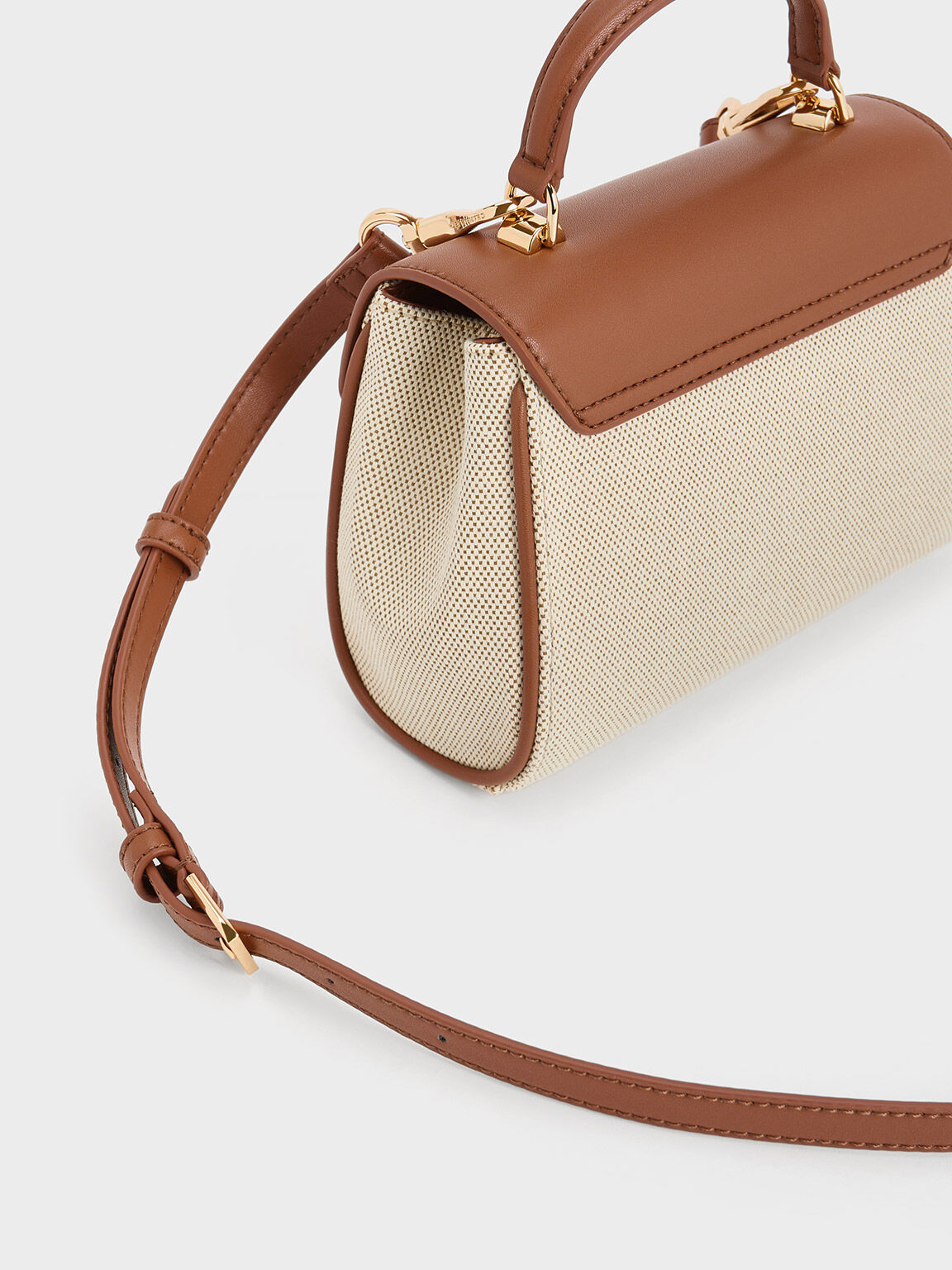 Tan Eudora Canvas Top Handle Bag CHARLES KEITH ID