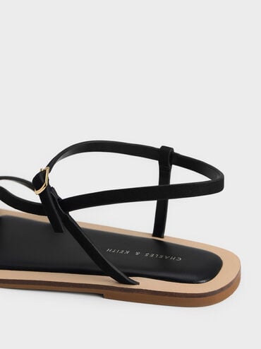 Sandal Toe Ring Textured Asymmetric, Black, hi-res