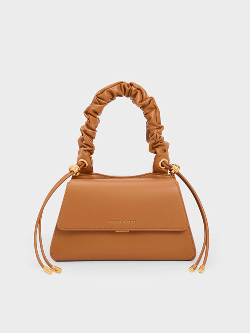 Cosette Ruched-Handle Trapeze Bag, Chocolate, hi-res