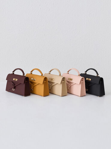 Tas Top Handle Knotted-Belt Tricha, Pink, hi-res