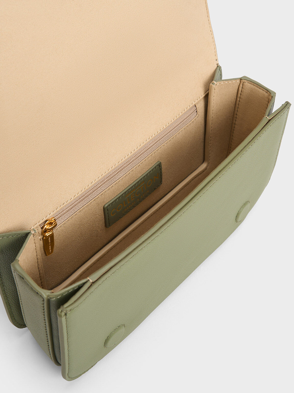 Sage Green Leather Chain Strap Bag CHARLES KEITH ID