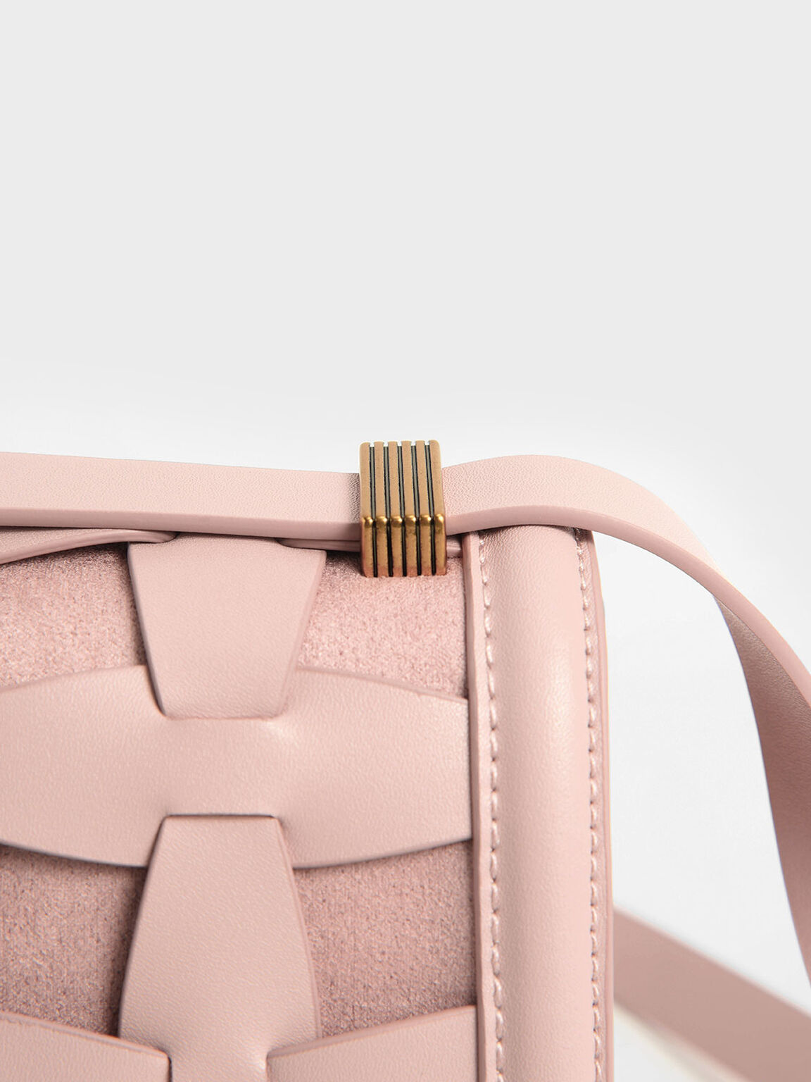 Weave Detail Shoulder Bag, Pink, hi-res