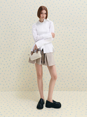 Tas Tote Knotted-Handle Sammie Canvas, Chocolate, hi-res