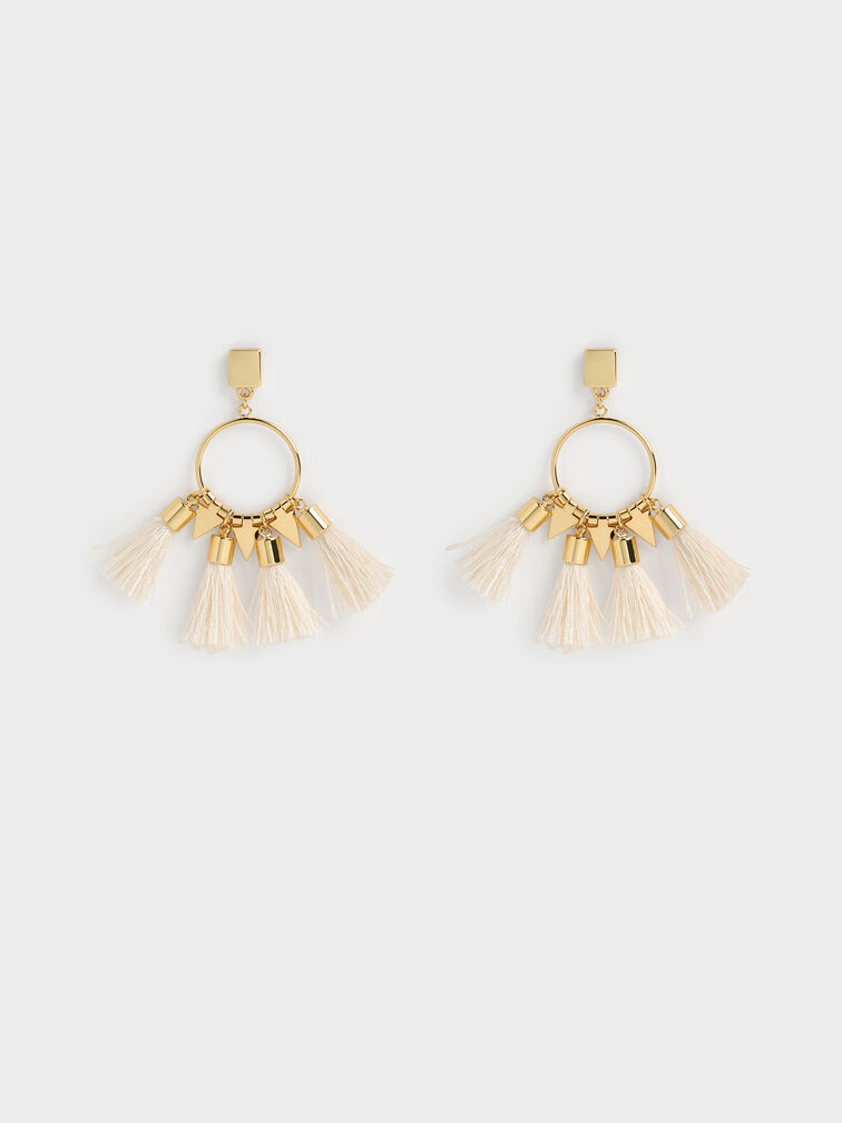 Anting Tassel Drop Orelia, Cream, hi-res