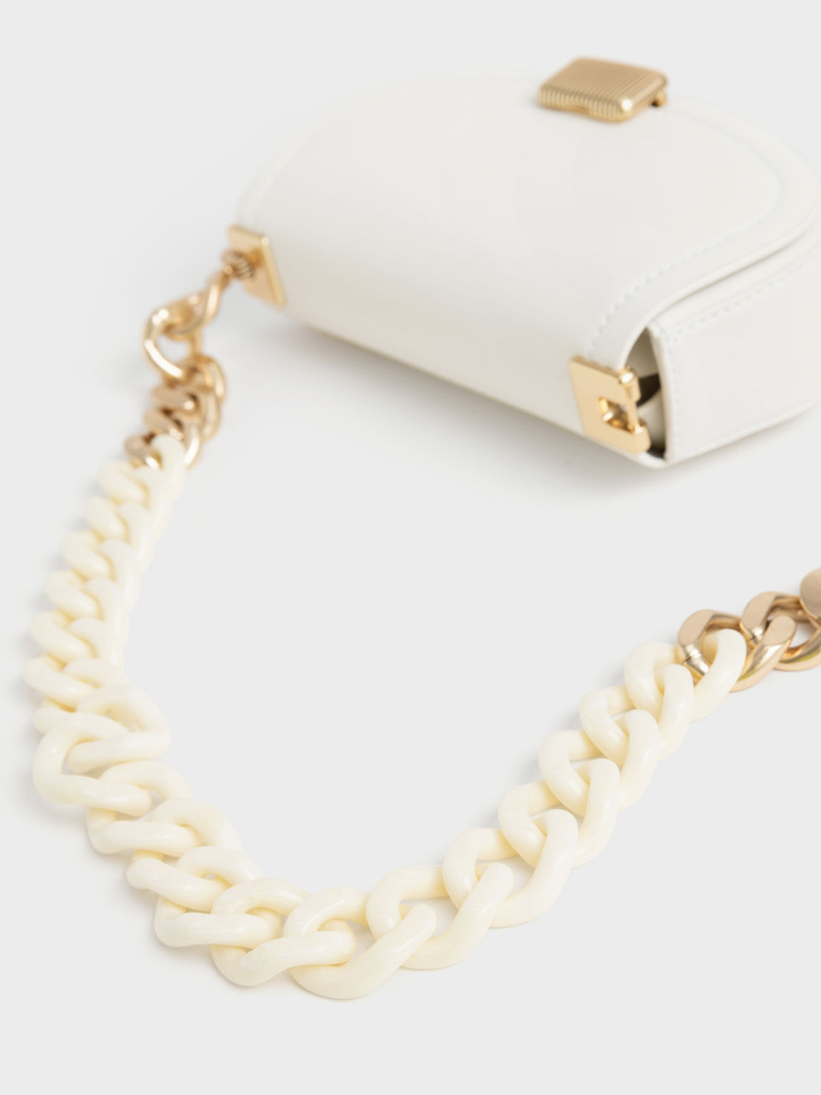 Sonnet Two-Tone Chain Handle Shoulder Bag, White, hi-res