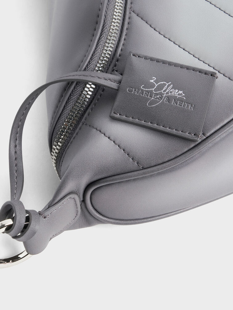 Philomena Half-Moon Crossbody Bag, Grey, hi-res