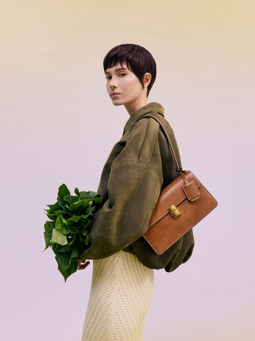 Acelynn Rope-Chain Shoulder Bag, Distressed Tan, hi-res