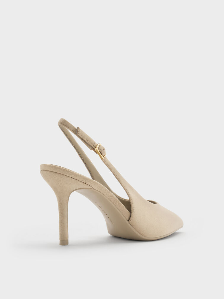 Sepatu Pumps Slingback Faux Suede Emelia, Beige, hi-res