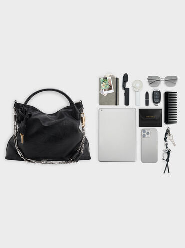 Tas Tote Chain Delfina, Noir, hi-res