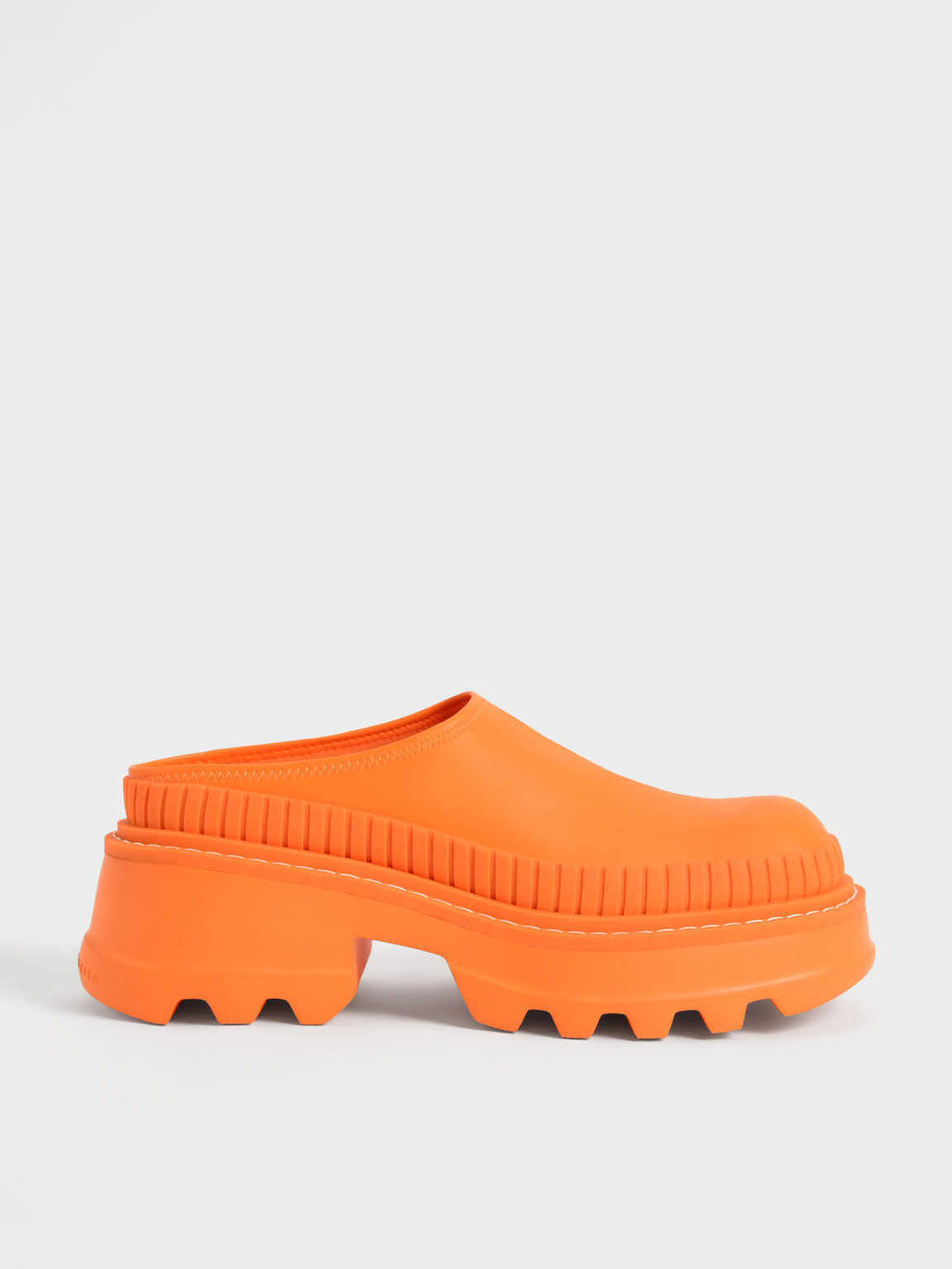 Orange Chunky Round Toe Mules - CHARLES 