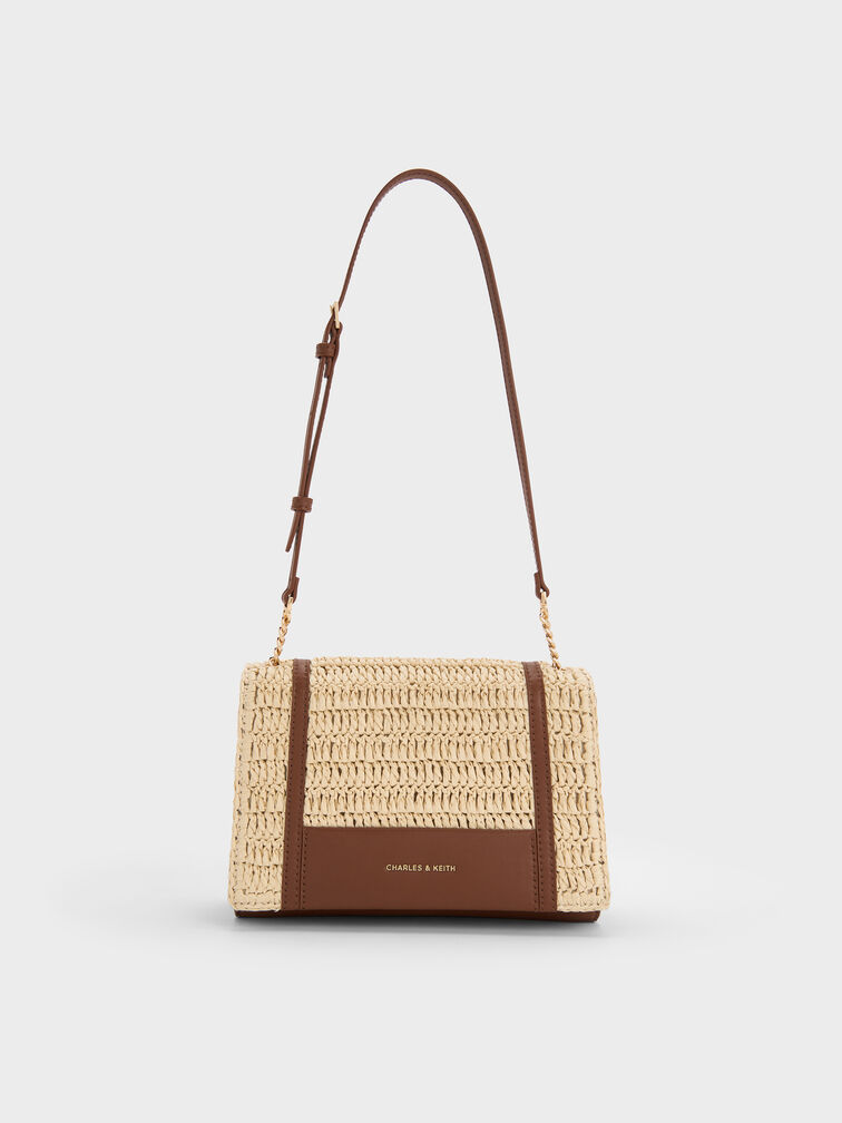 Tas Bahu Chain-Strap Shalia Raffia, Natural Raffia, hi-res
