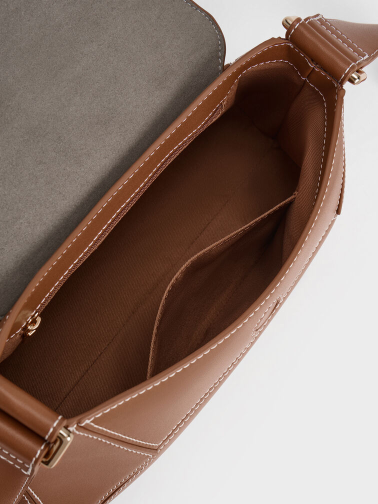 Tas Bahu Geometric Nasrin, Chocolate, hi-res