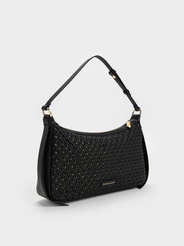 Tas Bahu Woven Calla, Black, hi-res