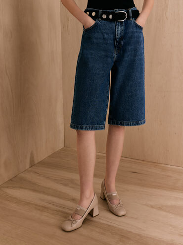 Sepatu Pumps Mary Jane Furry-Strap Bow Winona, Nude, hi-res