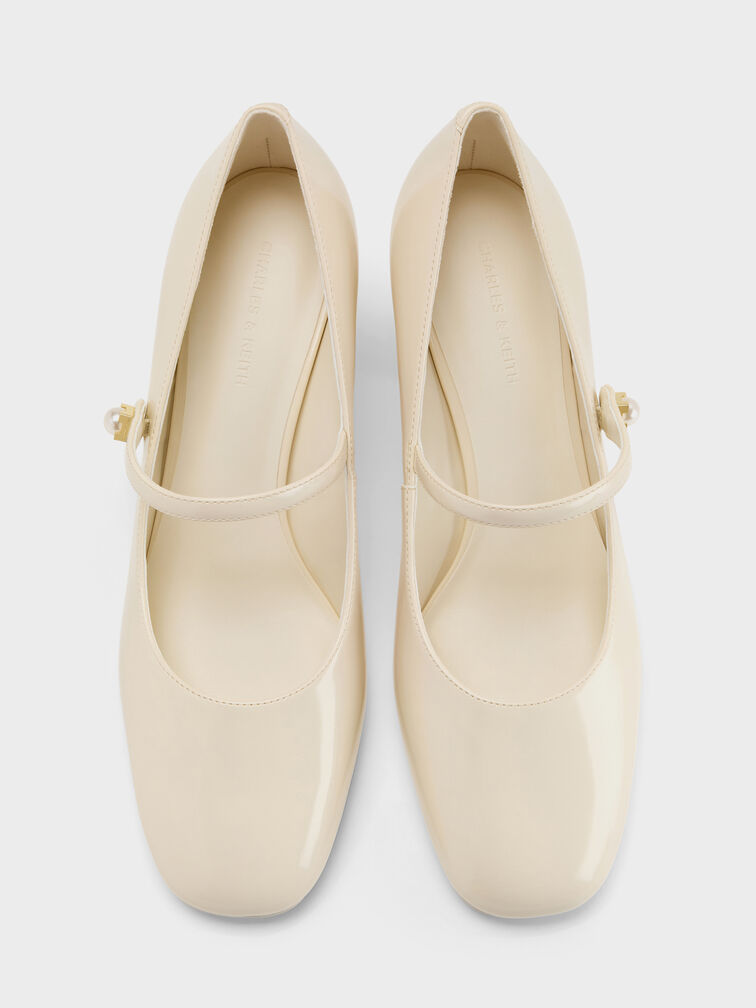 Sepatu Pumps Mary Jane Pearl Marie, Cream, hi-res