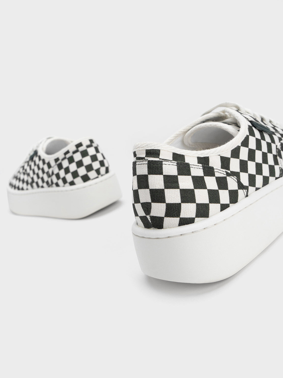 Sepatu Sneakers Skye Checkered Canvas & Cotton, Dark Green, hi-res