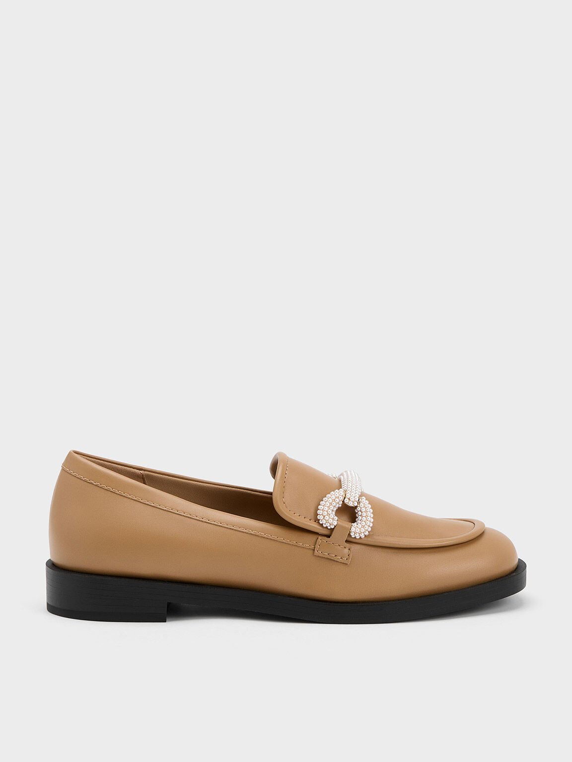 Beaded Strap Loafers, Camel, hi-res