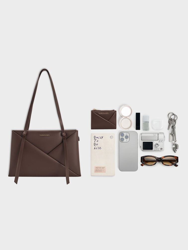 Tas Tote Midori Geometris, Espresso Brown, hi-res