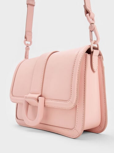 Gabine Leather Crossbody Bag, Pink, hi-res