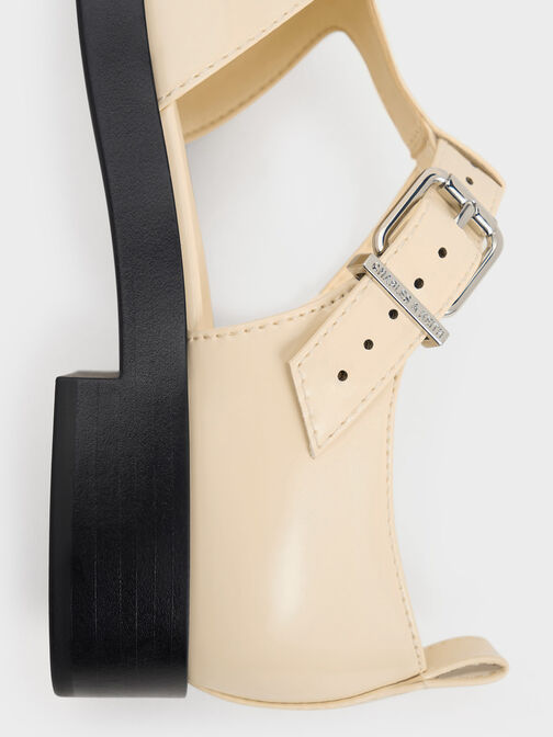 Sepatu Flats Charly T-Bar D'Orsay Two-Tone, Beige, hi-res