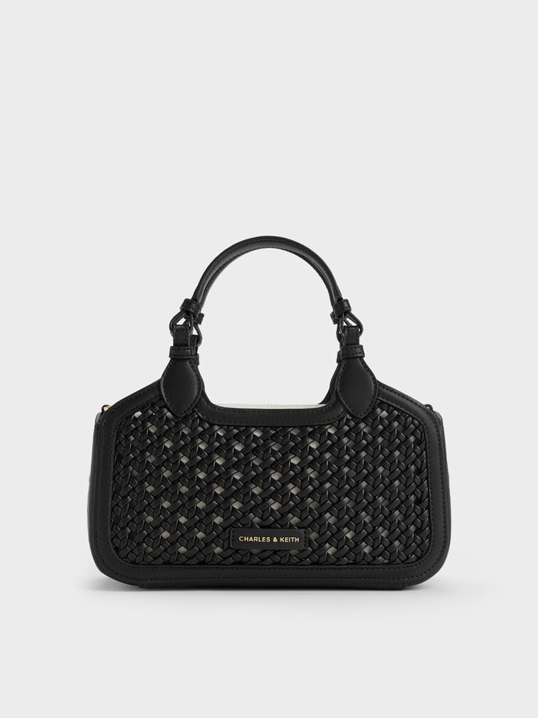 Mini Azure Woven Tote Bag, Black, hi-res