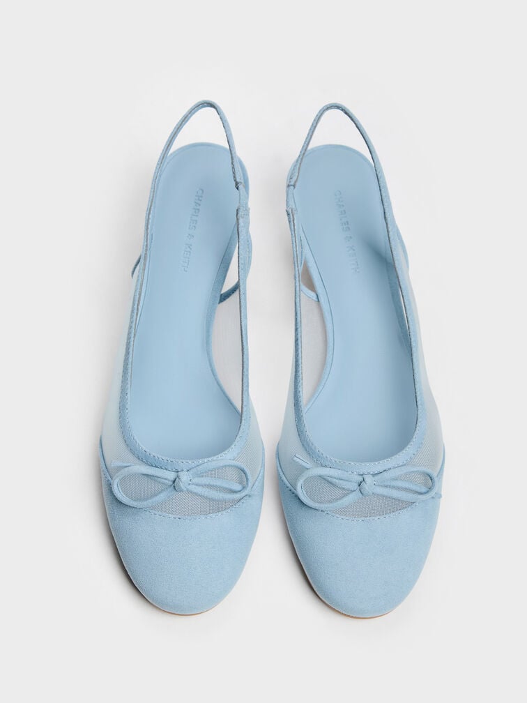 Sepatu Pumps Mesh Bow Slingback Mulligan, Light Blue, hi-res