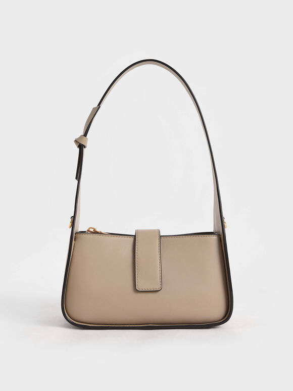 Tas Chain-Link Leather, Taupe, hi-res