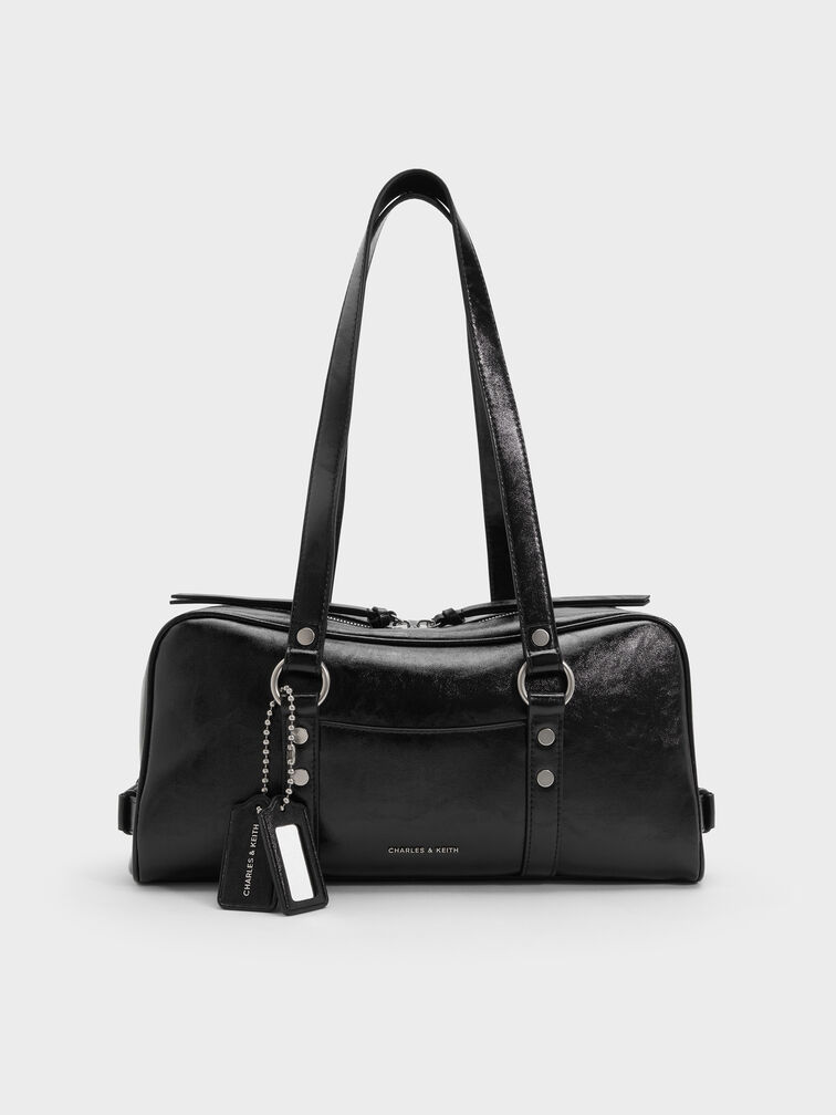 Tas Bahu Studded Tatiana, Noir, hi-res