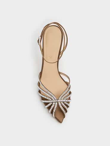 Jaylene Gem Peep-Toe Stiletto Sandals, Brown, hi-res