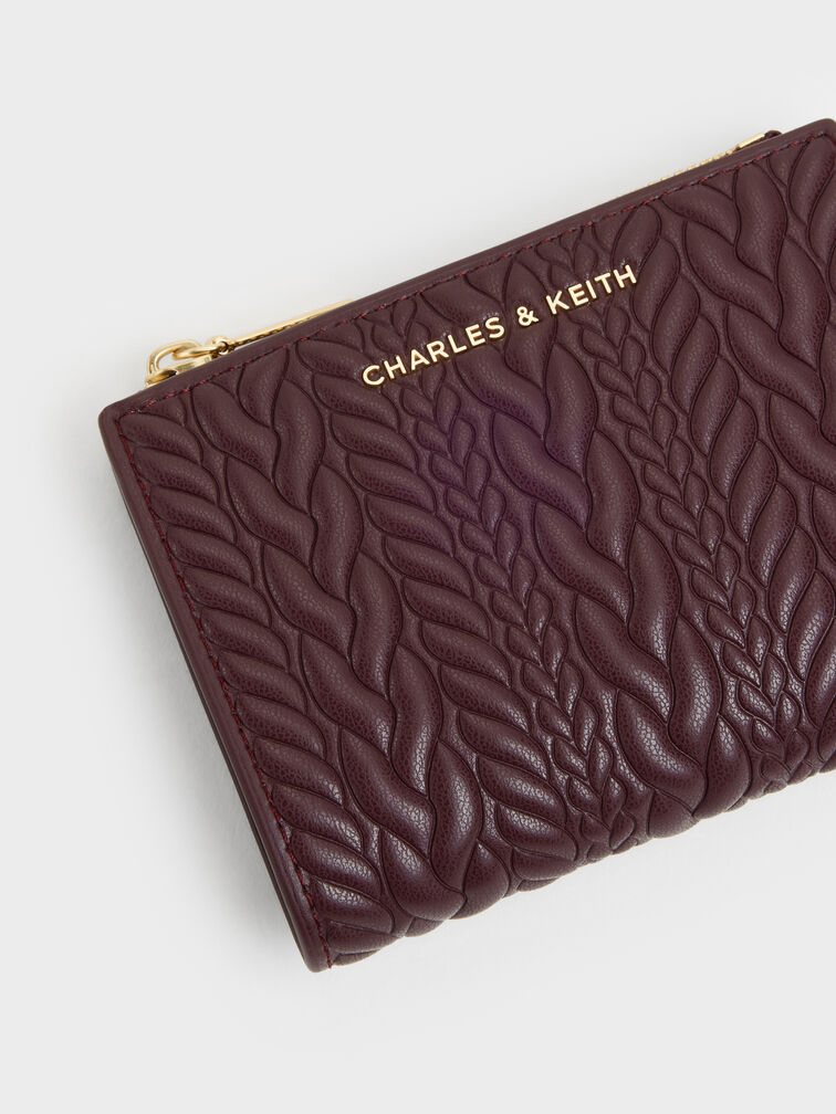 Dompet Top-Zip Textured Apolline, Wineberry Red, hi-res