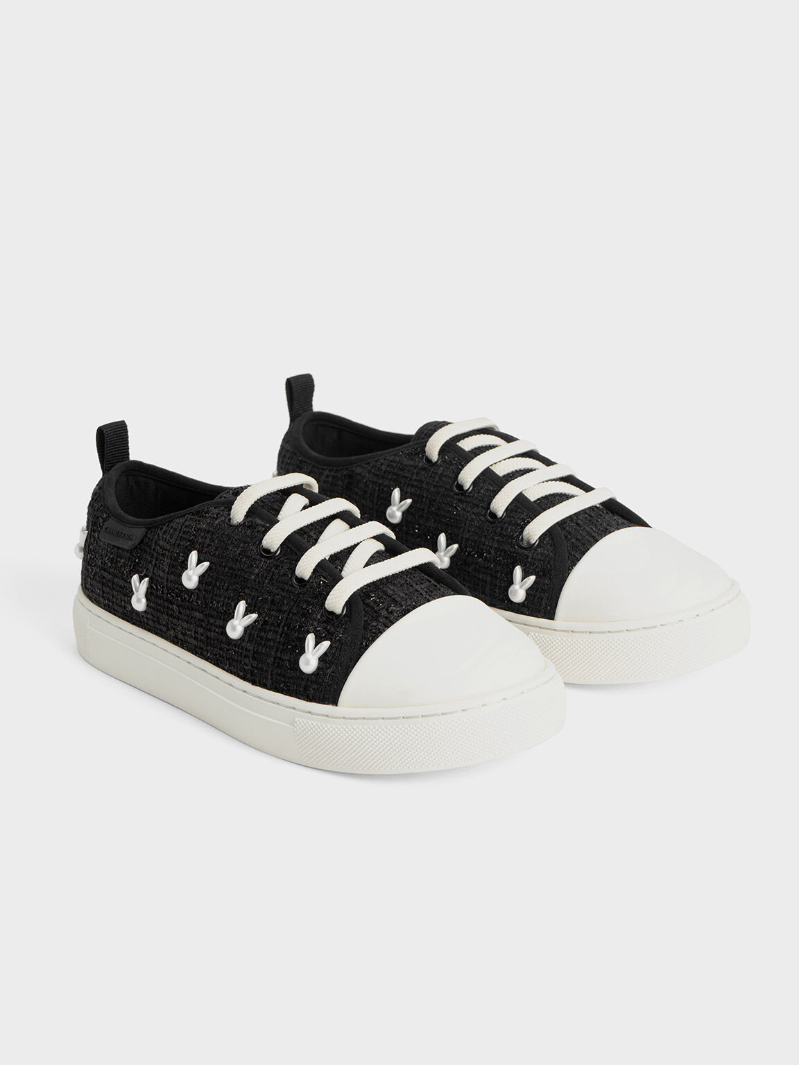 Sepatu Sneakers Girls' Bunny Tweed, Black, hi-res