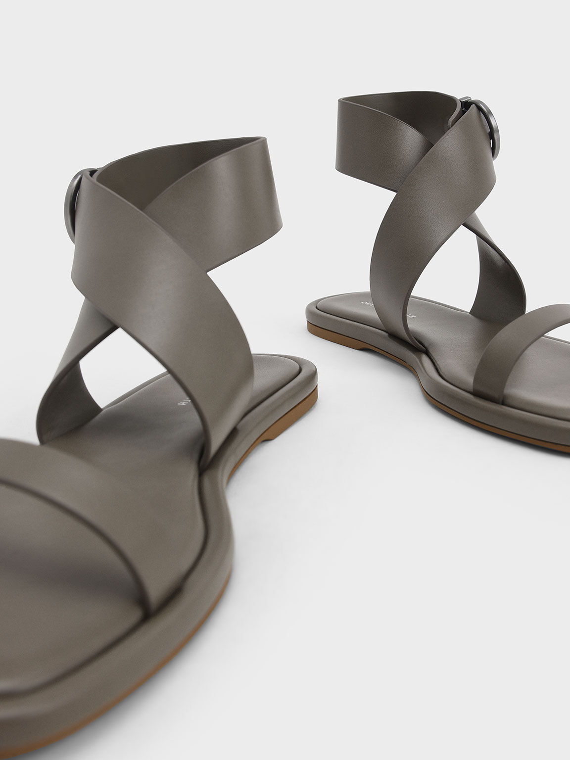 Olive Sandal Flat Thick Ankle Strap 